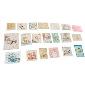 VTG Hallmark Baby Announcement Retro Card Stork Boy Girl Just Arrived USED